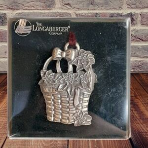 1988-1995 Longaberger Christmas Poinsettia Basket Pewter Ornament Tree Hanger
